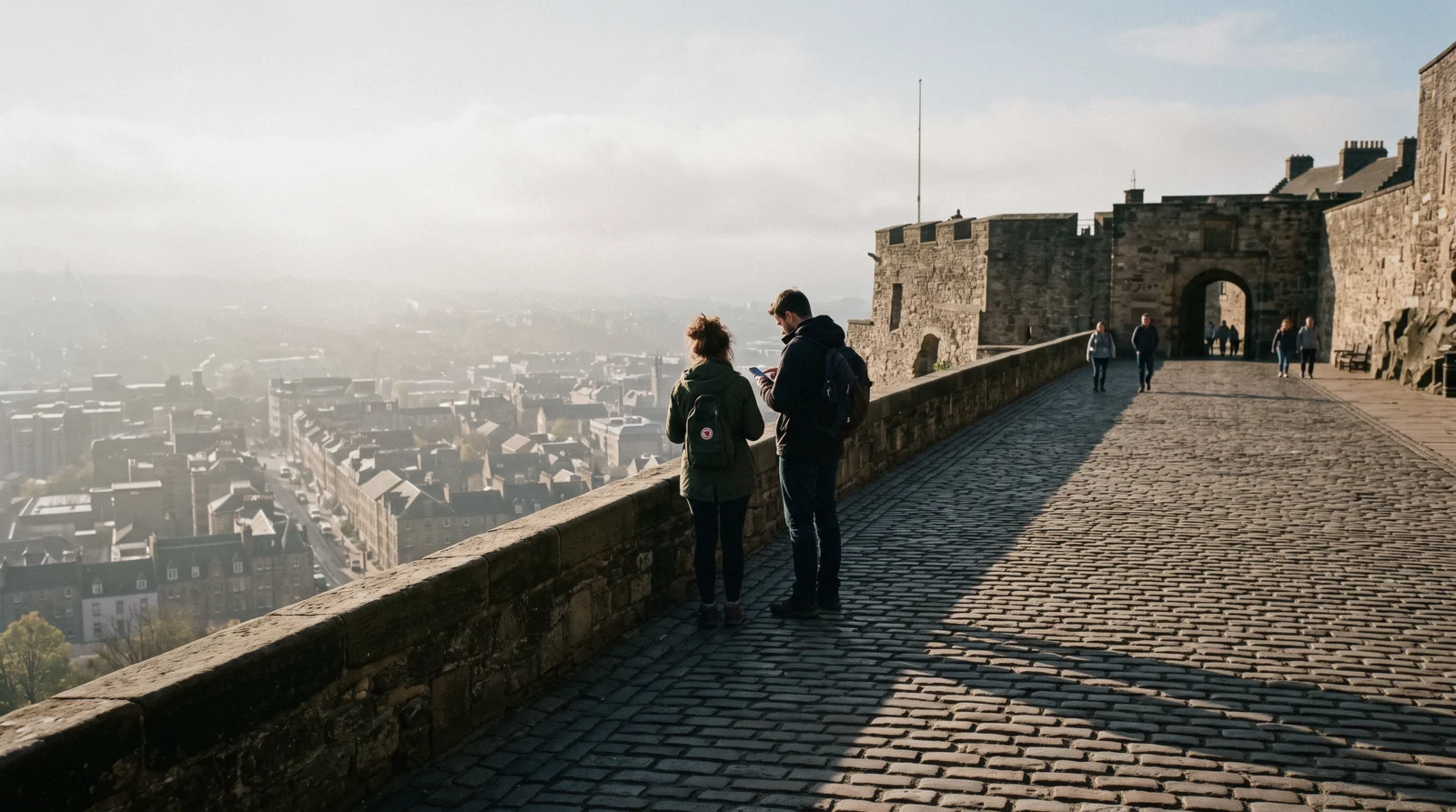 The Old Town ridge and the castle rock under early morning light, the opening view of an Edinburgh in 1 day walking itinerary